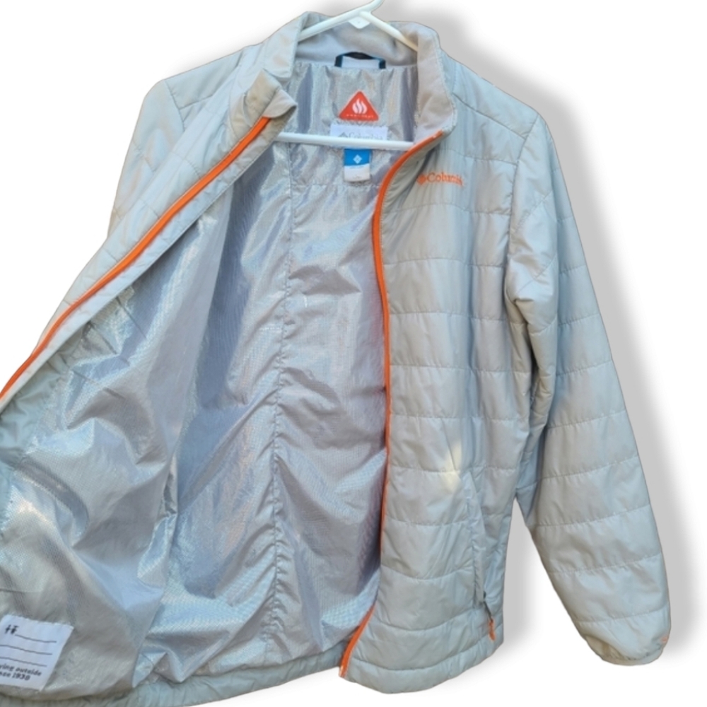 COLUMBIA Gray Omni Heat Quilted Puffer Coat Girls Large L 14 16 Winter Jacket - Picture 10 of 16